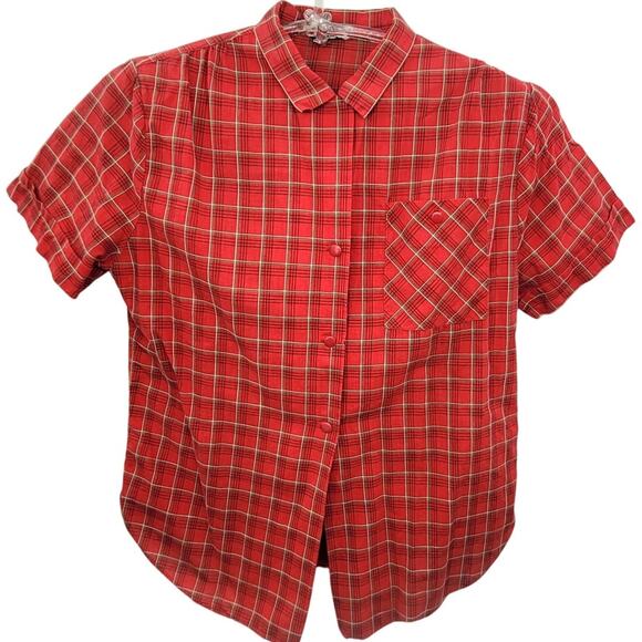 70s Plaid‎ Button‑Up Blouse—Wear with High‑Waist Jeans & Loafers size medium - Picture 1 of 10